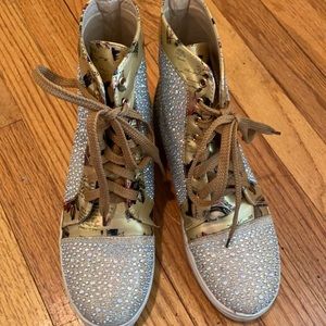 Chase & Chloe Rhinestone Hightop Sneakers
